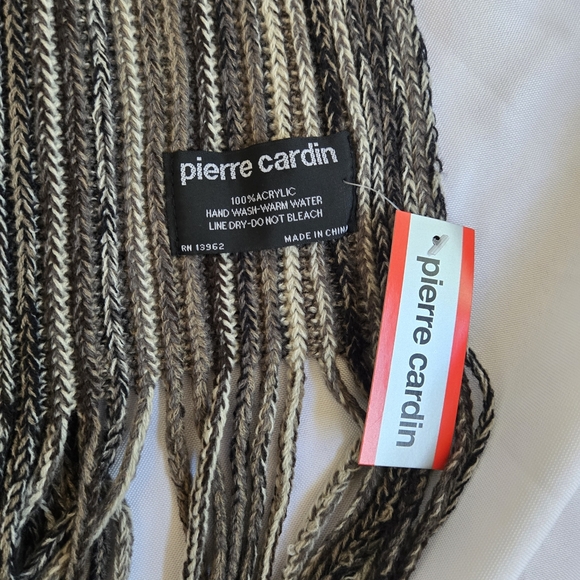Pierre Cardin Acrylic Striped Fringed Tight Knit Scarf 52 X 8 NEW - Picture 8 of 9